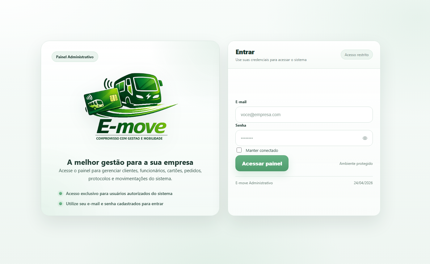 Tela do sistema E-move